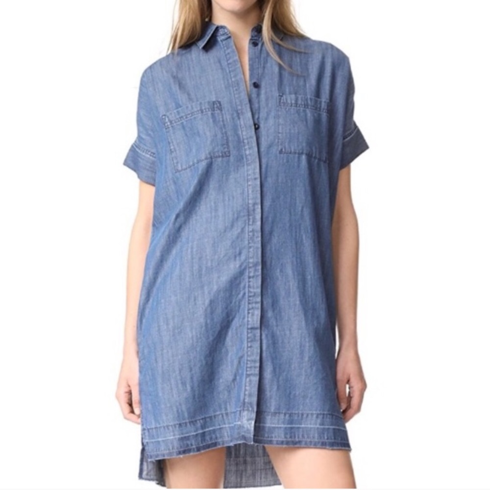 Madewell Denim Drop Hem Dress Short Sleeve XS